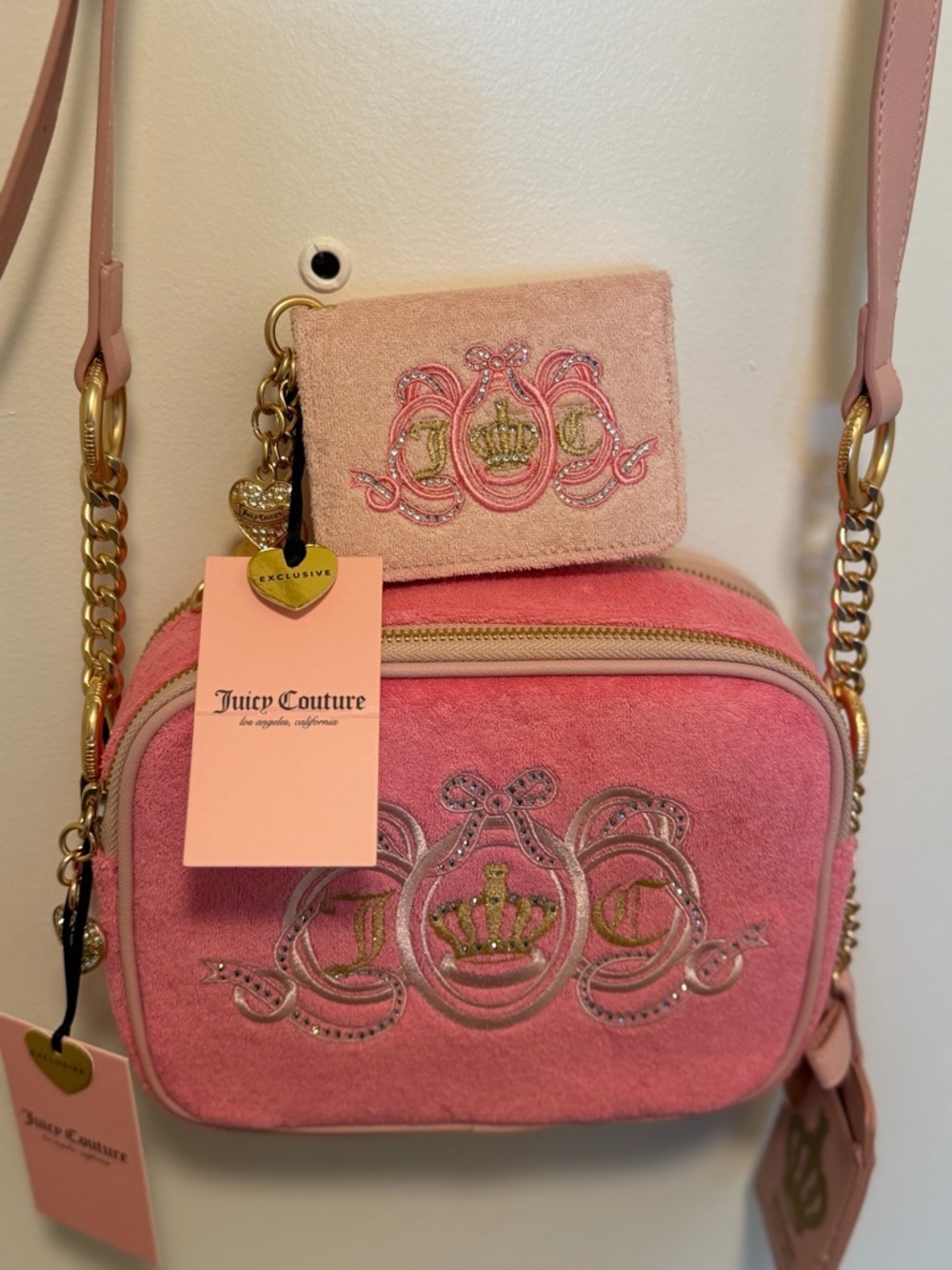 Juicy Couture Lovers Club bag and wallet set NWT Pink Lemonade